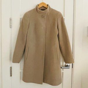 CINZA ROCCA ITALIAN BEIGE WOOL COAT WITH HIGH STAND COLLAR - SIZE 6